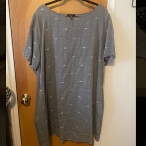 Eileen Fisher grey cotton dress with pockets